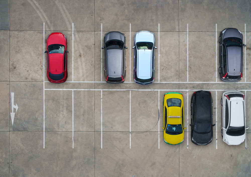 Empty,Parking,Lots,,Aerial,View.