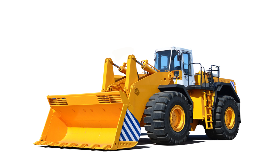 Big,Yellow,Front-end,Loader,Or,All-wheel,Bulldozer,Isolated,On,White