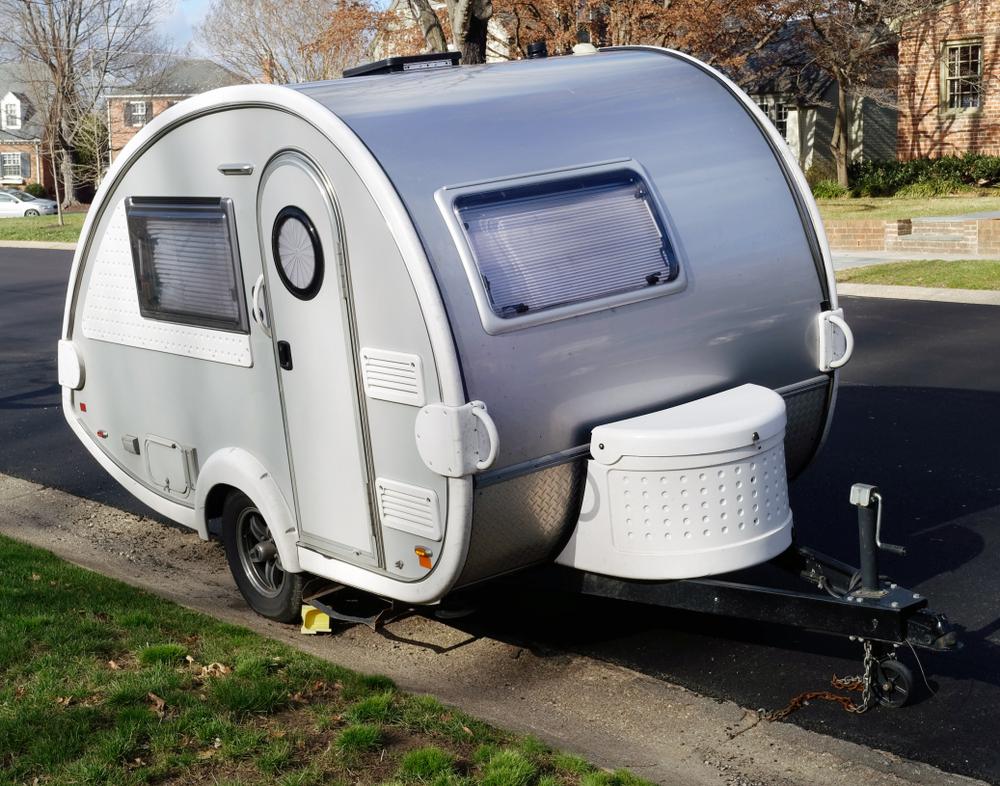 teardrop shaped camping trailer 